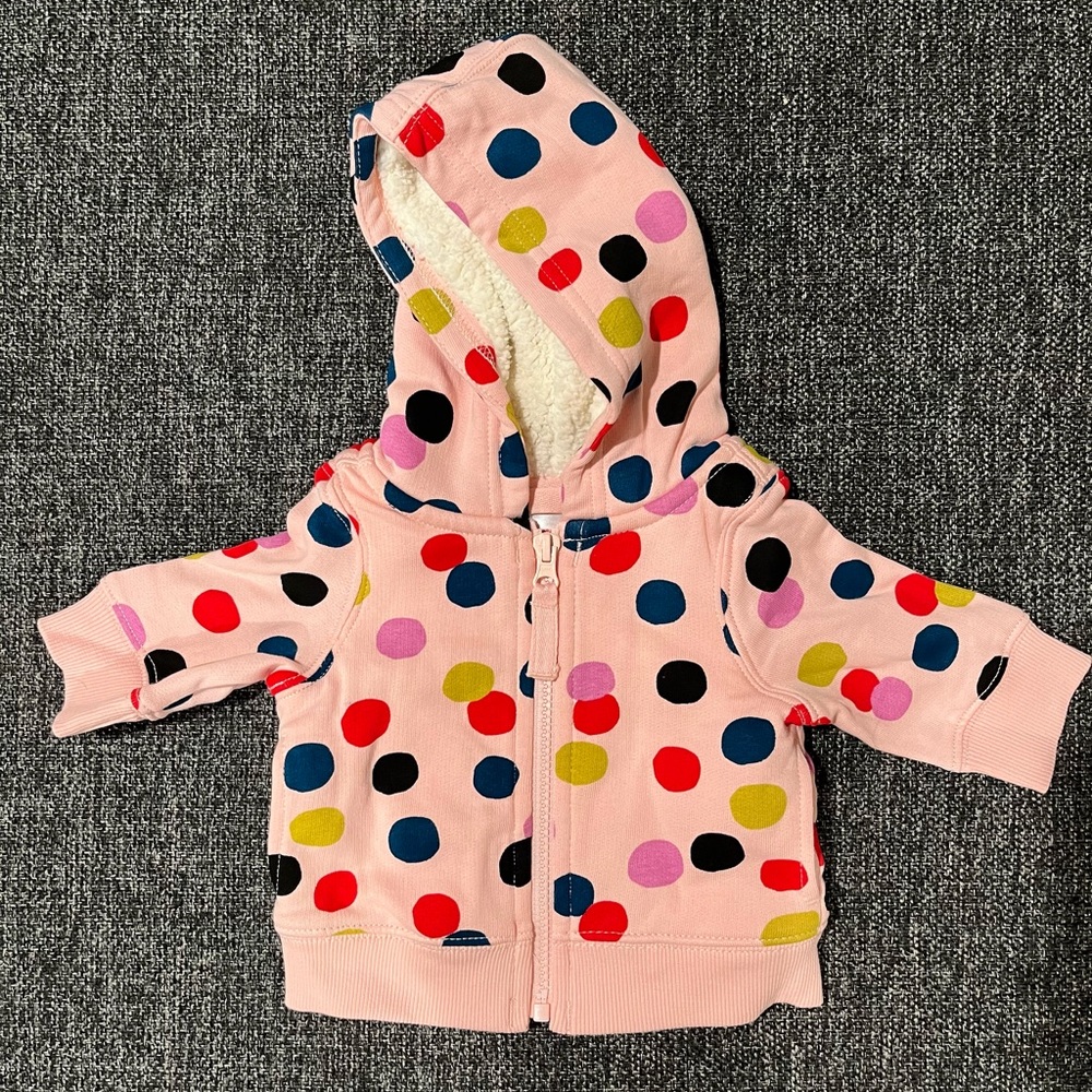 NWT Hanna Andersson confetti pink Sherpa lined hoodie